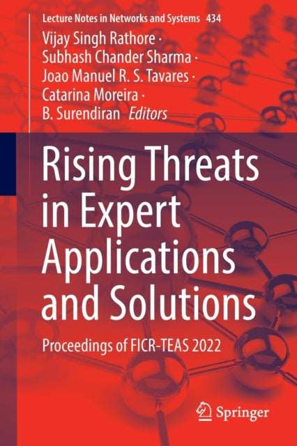 Book cover of: Rising Threats in Expert Applications and Solutions. By: Vijay Singh Rathore
