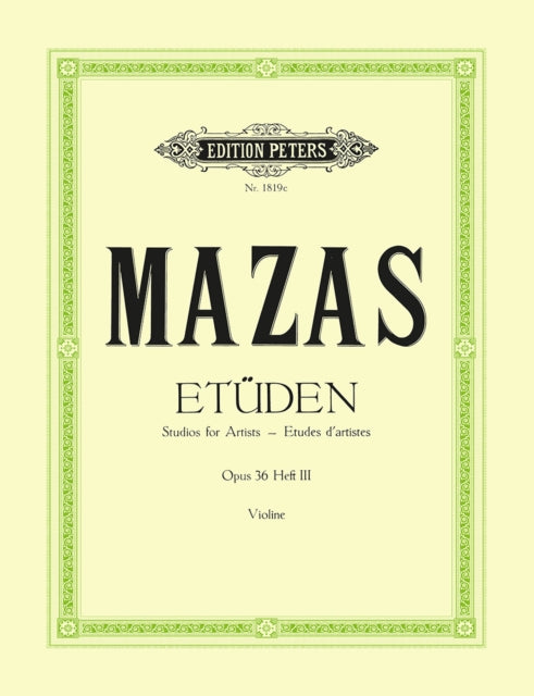Book cover of: Studies Op. 36 for Violin, Vol. 3: Etudes artistes