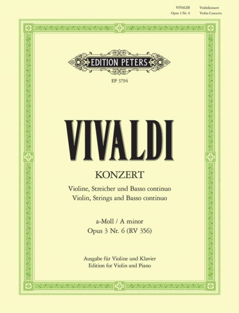 Book cover of: Violin Concerto in A minor Op.3 No. 6 RV 356