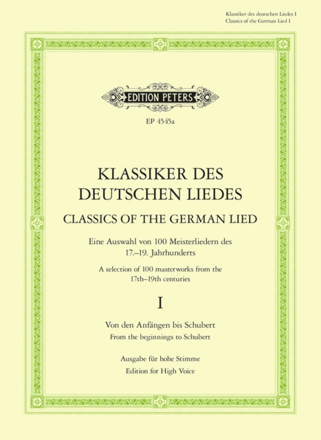 Book cover of: Classics of the German Lied Volume 1