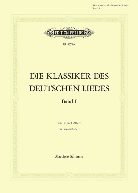 Book cover of: Classics of the German Lied Volume 1