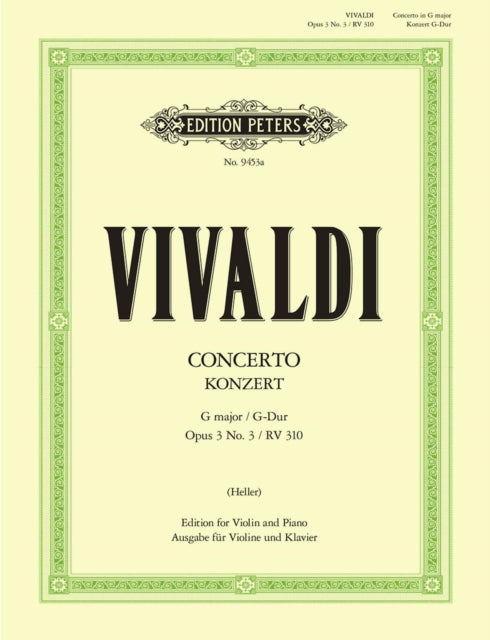 Book cover of: Violin Concerto in G Op. 3 No. 3 (RV 310)