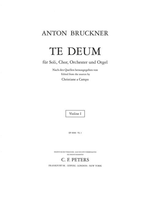Book cover of: Te Deum Violin I Part