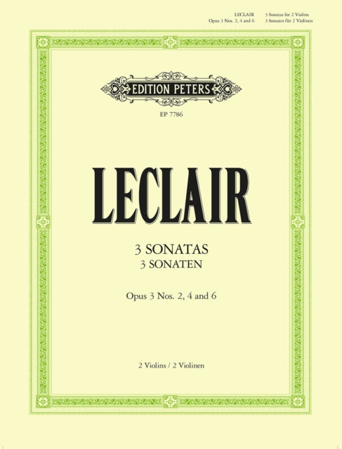 Book cover of: 3 Sonatas for Two Violins Op. 3, Nos. 2, 4, 6